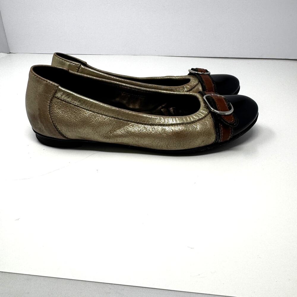 AGL Cap Toe Champagne Gold and Black Ballet Flats in Size‎ 7.5 - Picture 4 of 7